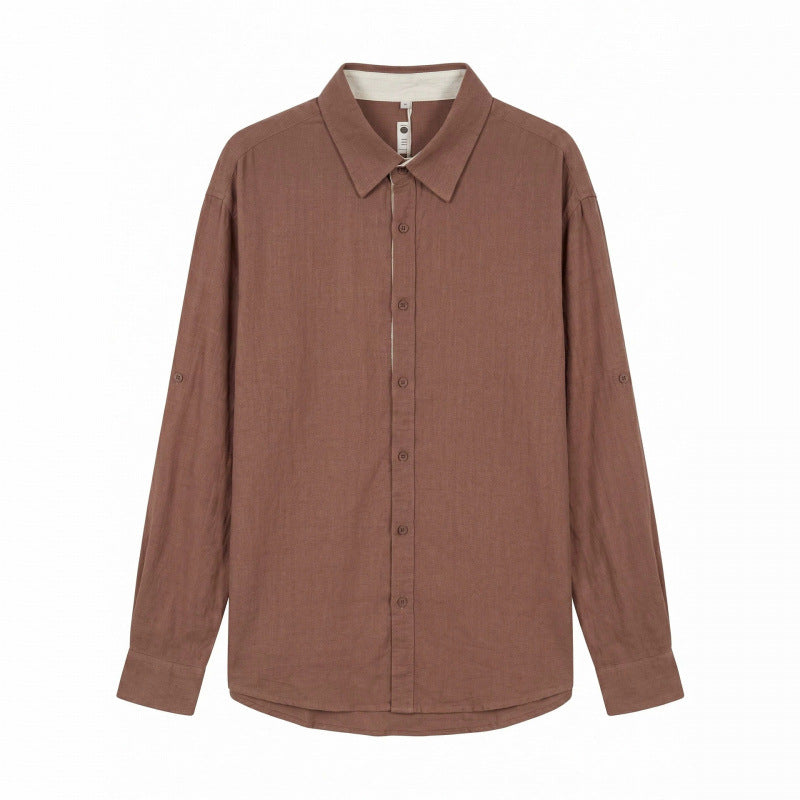 Herren Leichtes Oversize-Leinenhemd mit Kentkragen und abgerundetem Saum Shop Nory