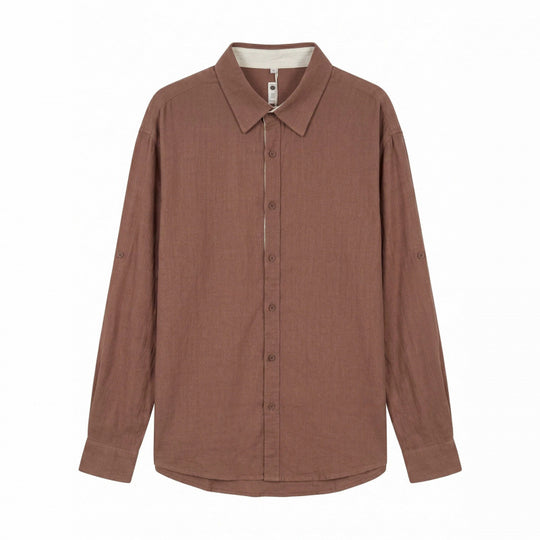 Herren Leichtes Oversize-Leinenhemd mit Kentkragen und abgerundetem Saum Shop Nory