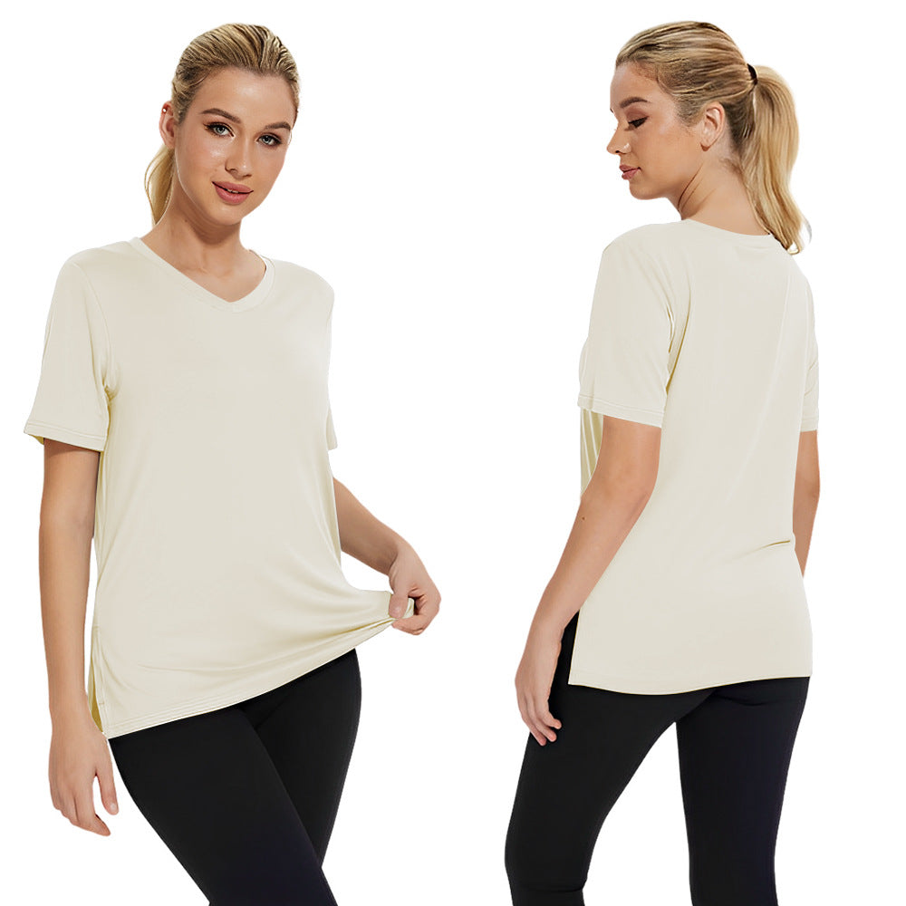 Damen Funktionales V-Ausschnitt Sportshirt mit atmungsaktiver Technologie Shopnory