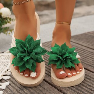 Damen Zehentrenner-Sandalen mit dekorativem Blumen-Detail und komfortablem Fußbett