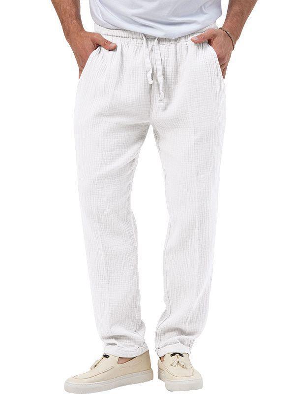 Herren nan entspannte Baumwoll-Musselin-Hose mit elastischem Tunnelzugbund und geradem Bein Shop Nory