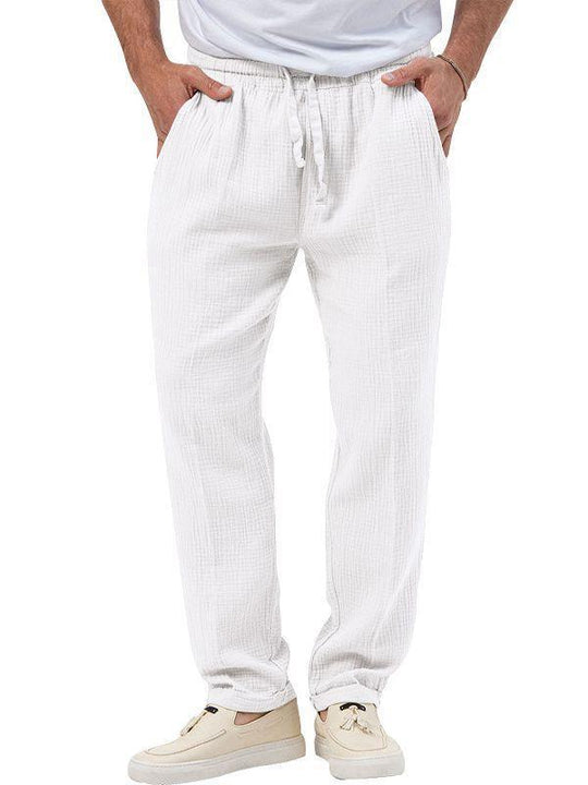 Herren nan entspannte Baumwoll-Musselin-Hose mit elastischem Tunnelzugbund und geradem Bein Shop Nory