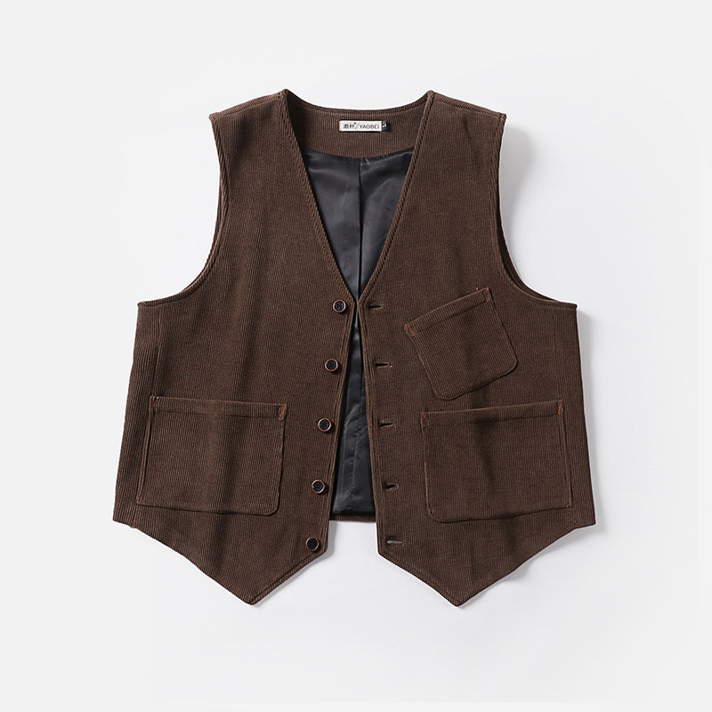 Herren Cordweste ohne Revers mit aufgesetzten Taschen und Futter Shop Nory