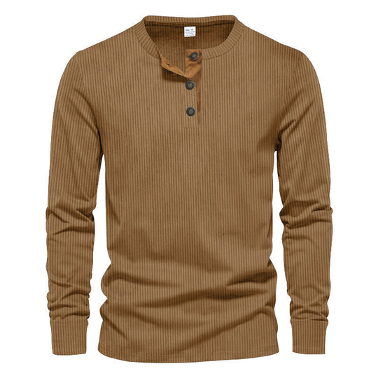 Herren Langarm-Henley-Shirt mit strukturiertem Design