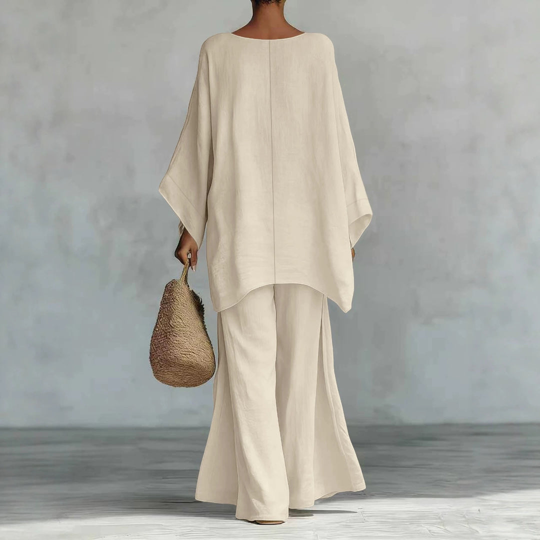 Damen Lässiges Oversize-Kaftanoberteil mit weiten Palazzohosen Shop Nory