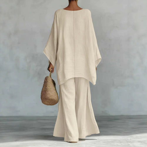 Damen Lässiges Oversize-Kaftanoberteil mit weiten Palazzohosen Shop Nory