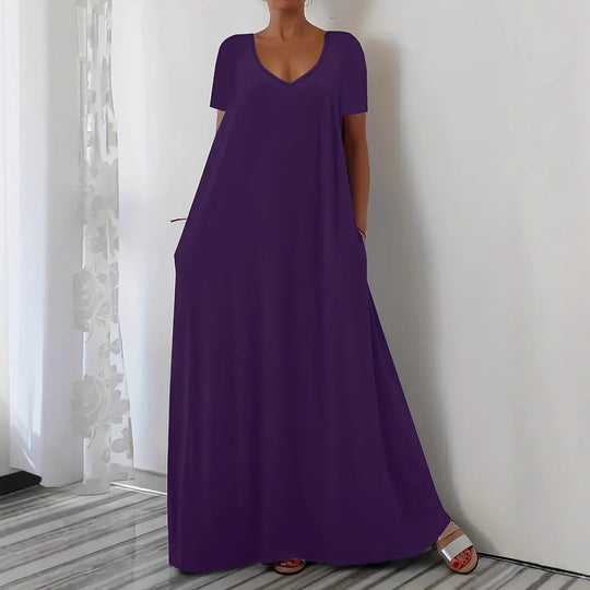 Damen Maxikleid mit U-Ausschnitt und praktischen Taschen