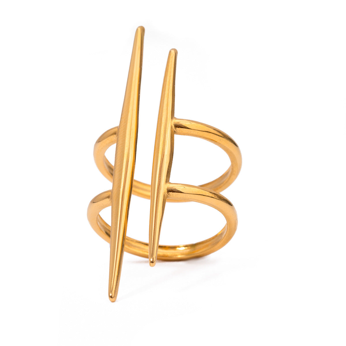 Damen Offener Ring mit modernem, zweifachem Design aus hypoallergenem Edelstahl Shop Nory