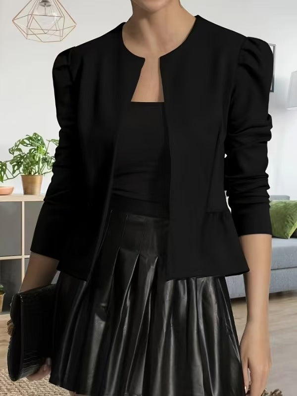 Damen Modische Blazerjacke mit Puffärmeln und strukturiertem Design