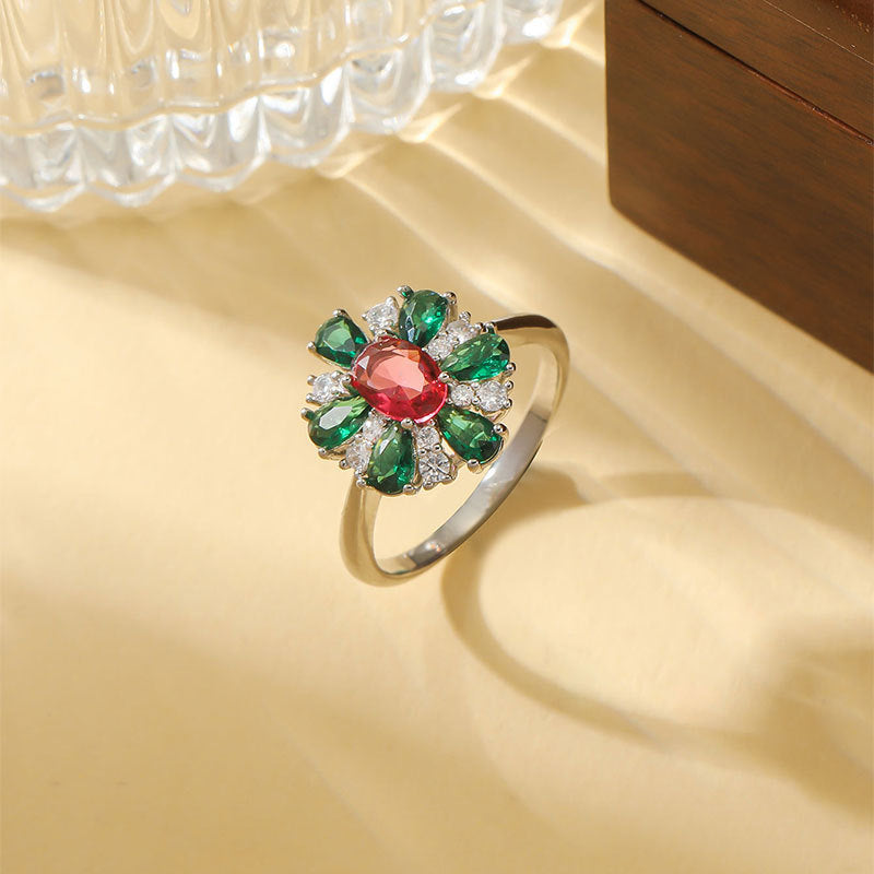 Damen Blütenring mit farbenfrohen Edelsteinen Shop Nory
