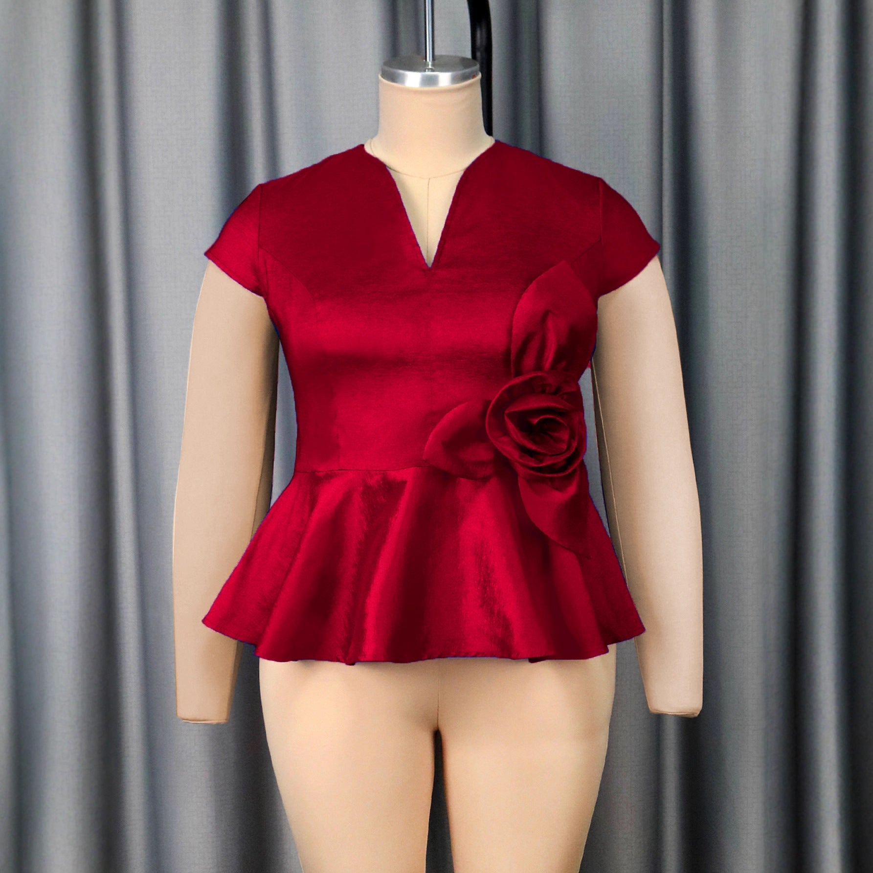Damen elegantes Peplum-Oberteil mit floralem Detail Shopnory