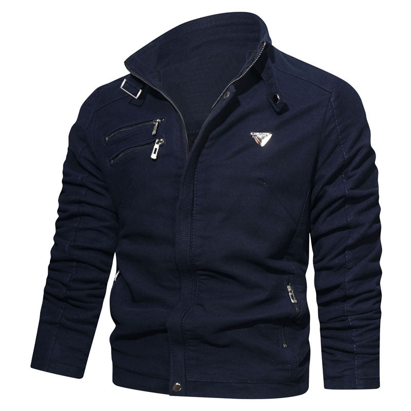 Herren leichtes Canvas‑Utility‑Blouson mit Stehkragen, asymmetrischer Brustreißverschlusspartie und Zier‑Reißverschlüssen Shop Nory