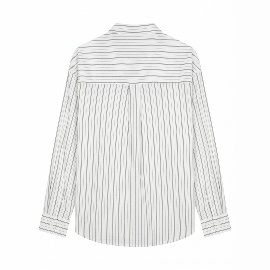 Unisex Langes Relaxed-Fit Streifenhemd mit Kentkragen und abgerundetem Saum Shop Nory