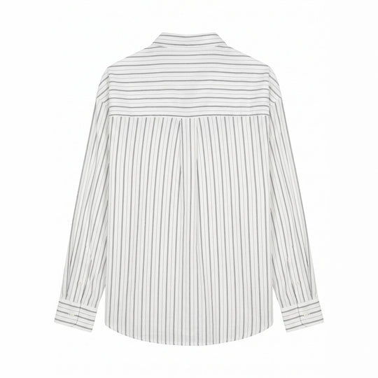 Unisex Langes Relaxed-Fit Streifenhemd mit Kentkragen und abgerundetem Saum Shop Nory