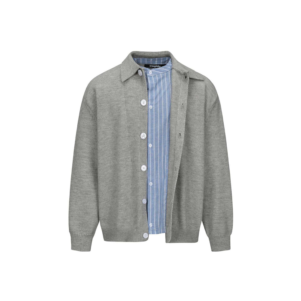 Herren Strick-Cardigan mit Hemdkragen, durchgehender Knopfleiste und geripptem Saum Shop Nory