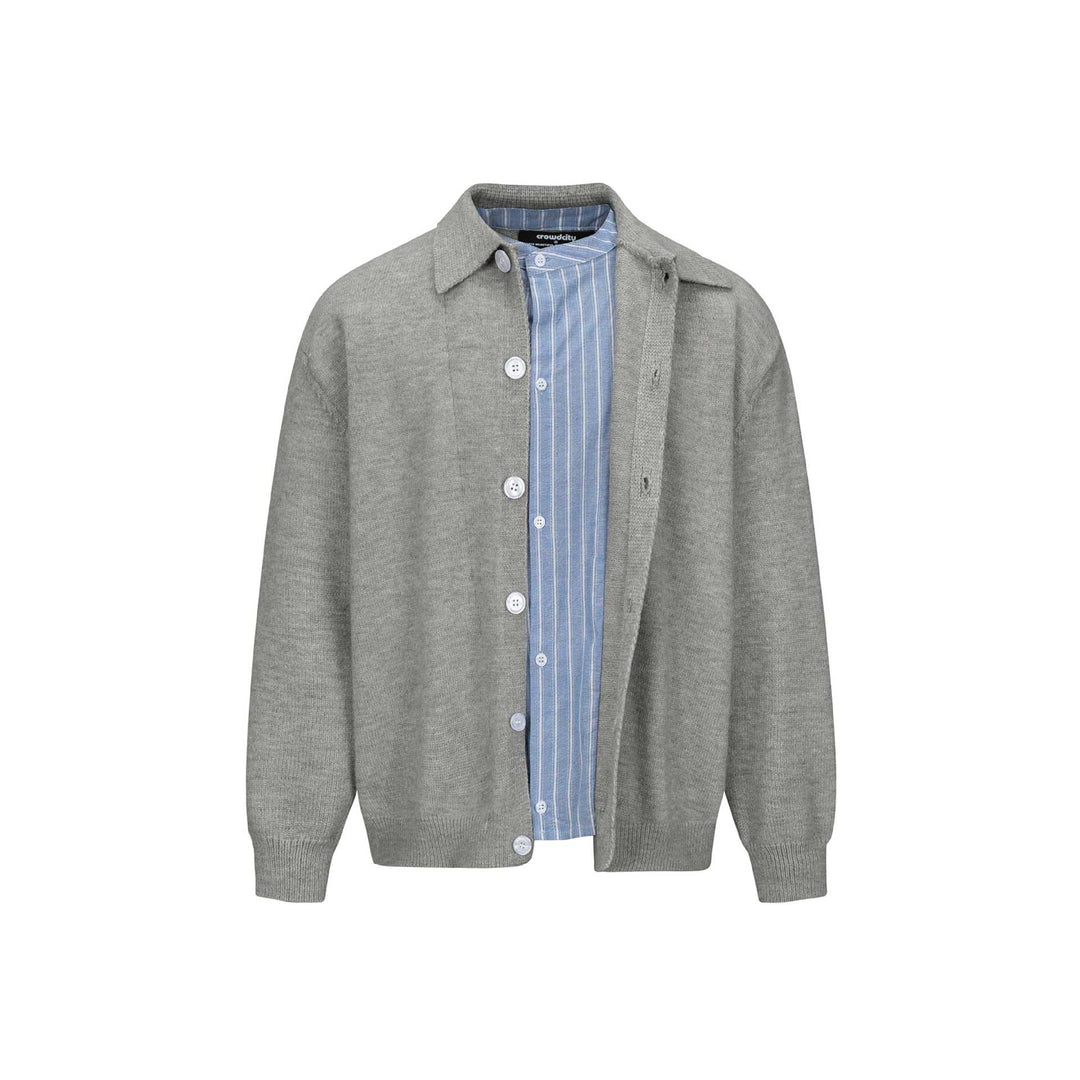 Herren Strick-Cardigan mit Hemdkragen, durchgehender Knopfleiste und geripptem Saum Shop Nory