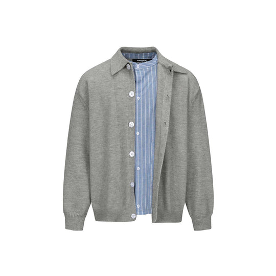 Herren Strick-Cardigan mit Hemdkragen, durchgehender Knopfleiste und geripptem Saum Shop Nory