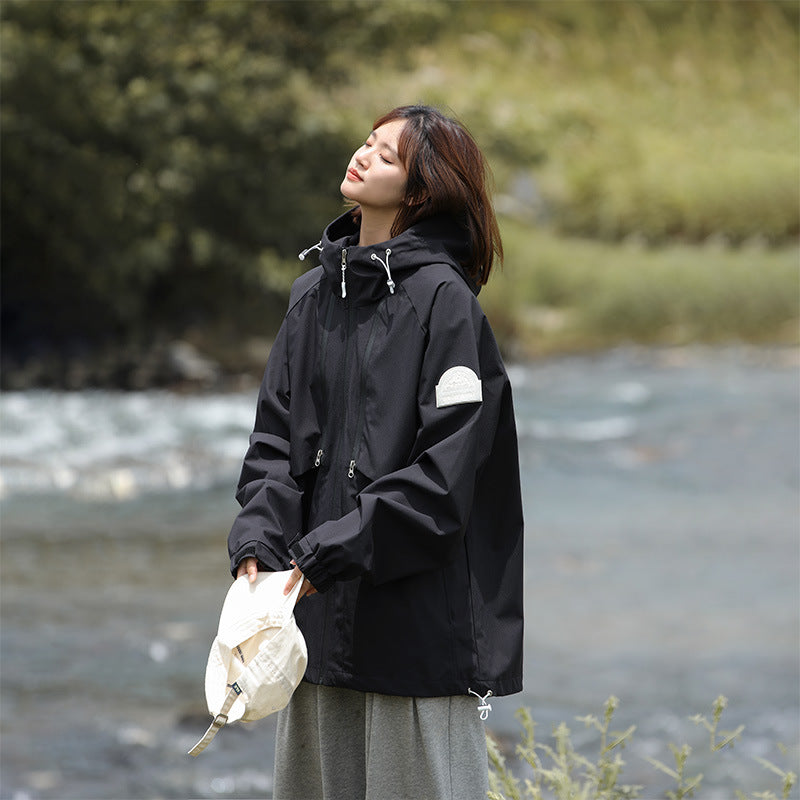 Damen Leichte Wasserabweisende Oversized Funktions-Outdoorjacke mit Kapuze Shop Nory