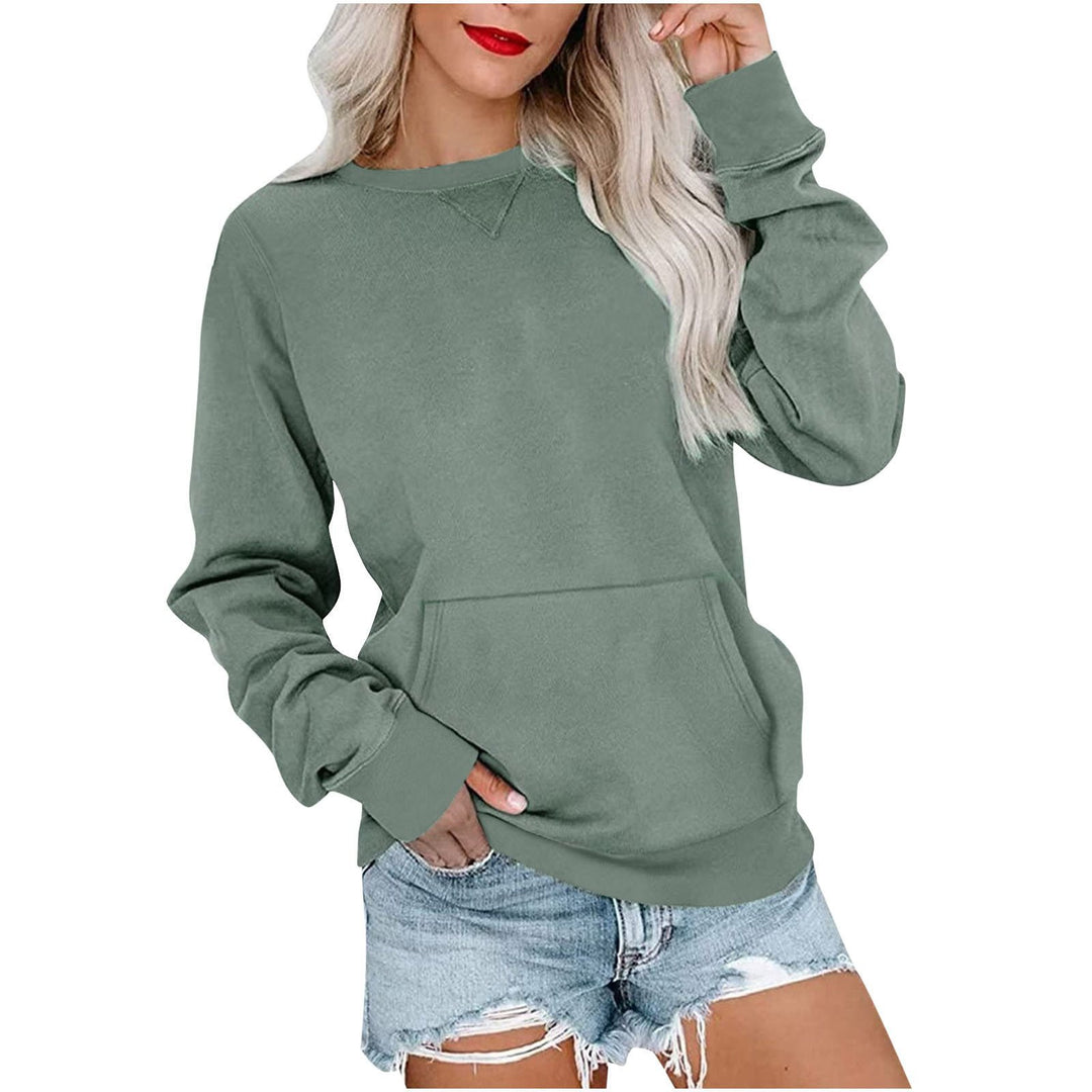 Damen Lockeres Sweatshirt mit Rundhalsausschnitt und Kängurutasche Shop Nory