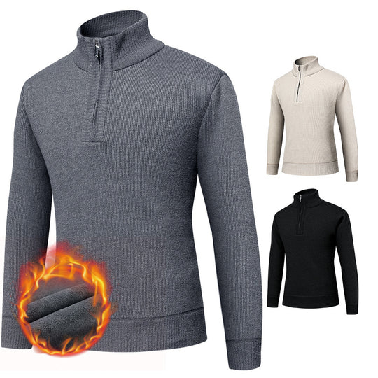 Herren Thermo-gefütterter Halbzip-Pullover mit Stehkragen und wärmender Fleece-Innenseite Shop Nory
