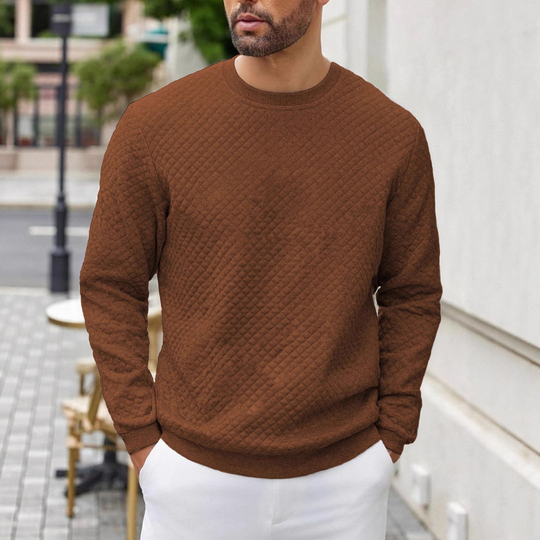 Herren gesteppter Sweatpullover mit Rautensteppung, geripptem Kragen und komfortablem Regular Fit Shop Nory