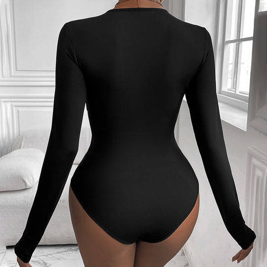 Damen Figurbetontes Twist-Longsleeve mit Knotendetail und Rundhalsausschnitt Shop Nory