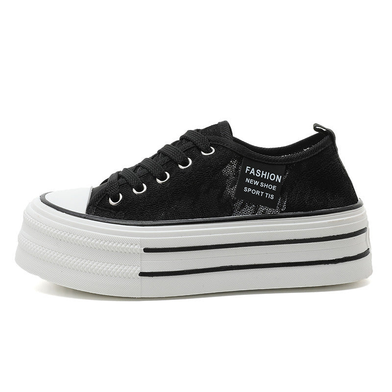 Damen Plateau-Sneaker mit modischem Textil-Obermaterial und rutschfester Sohle