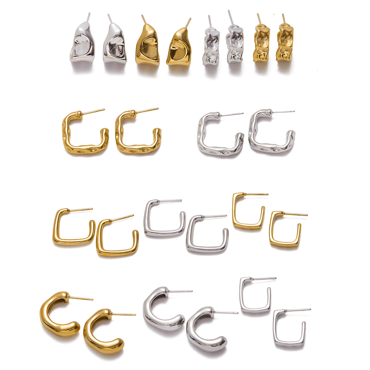 Damen Creolen mit modernem, gewelltem Design aus hypoallergenem Edelstahl Shop Nory