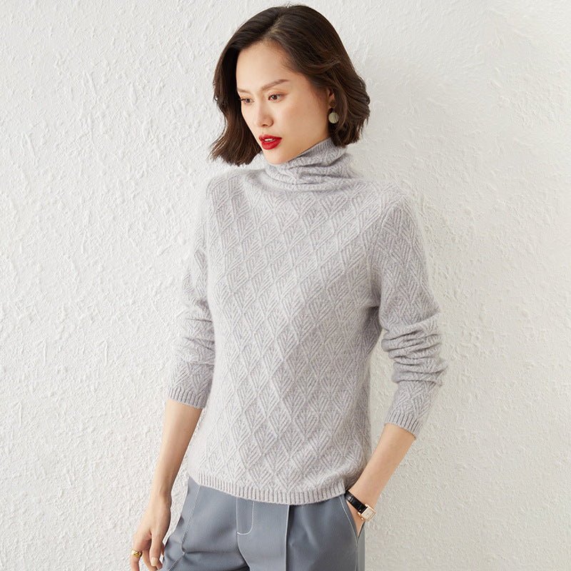 Damen Luxuriöser Mohair‑Mix Rollkragenpullover mit diamantgewShop Noryter Ajourstruktur Shop Nory