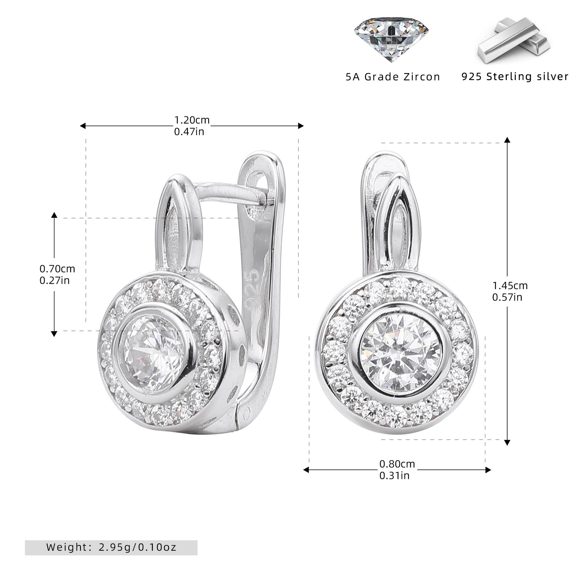 Damen Ohrhänger mit funkelndem Zirkonbesatz und hochwertigem 925 Sterling Silber Shop Nory