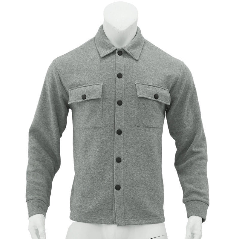 Herren Wolloptik-Überhemd mit kastiger Silhouette, Brustpatten & Druckknopfverschluss Shop Nory