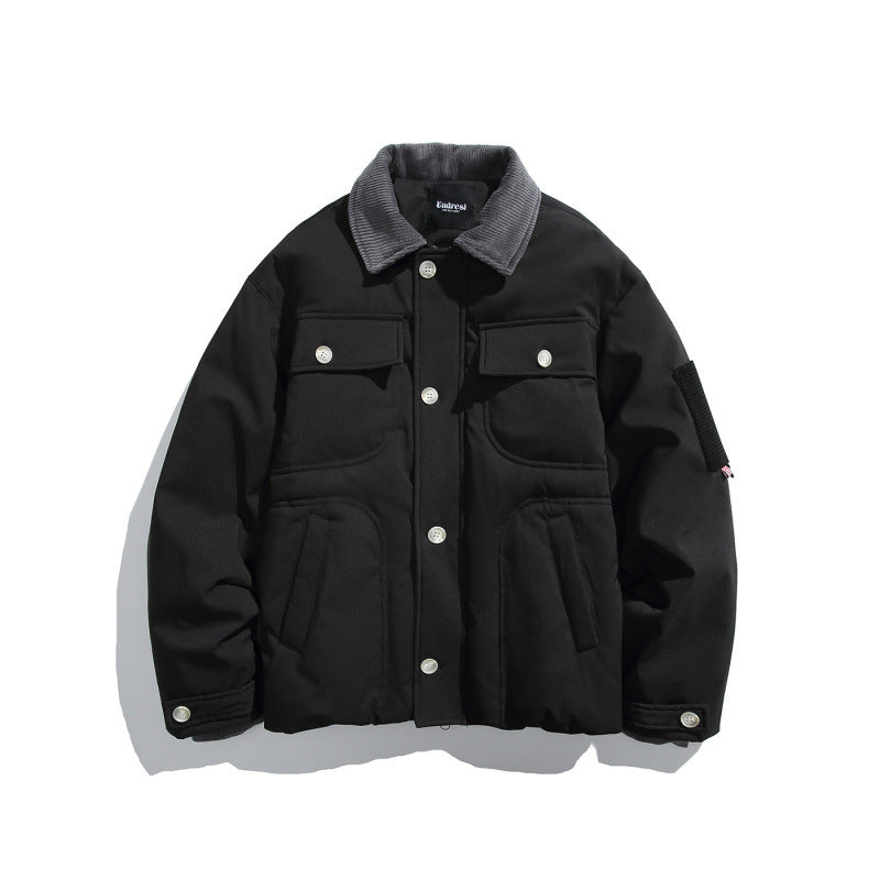 Unisex Gepolsterte Overshirt‑Jacke im Boxy‑Cut mit Cordkragen und Pattentaschen Shop Nory