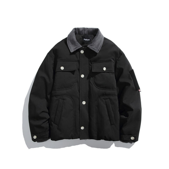 Unisex Gepolsterte Overshirt‑Jacke im Boxy‑Cut mit Cordkragen und Pattentaschen Shop Nory