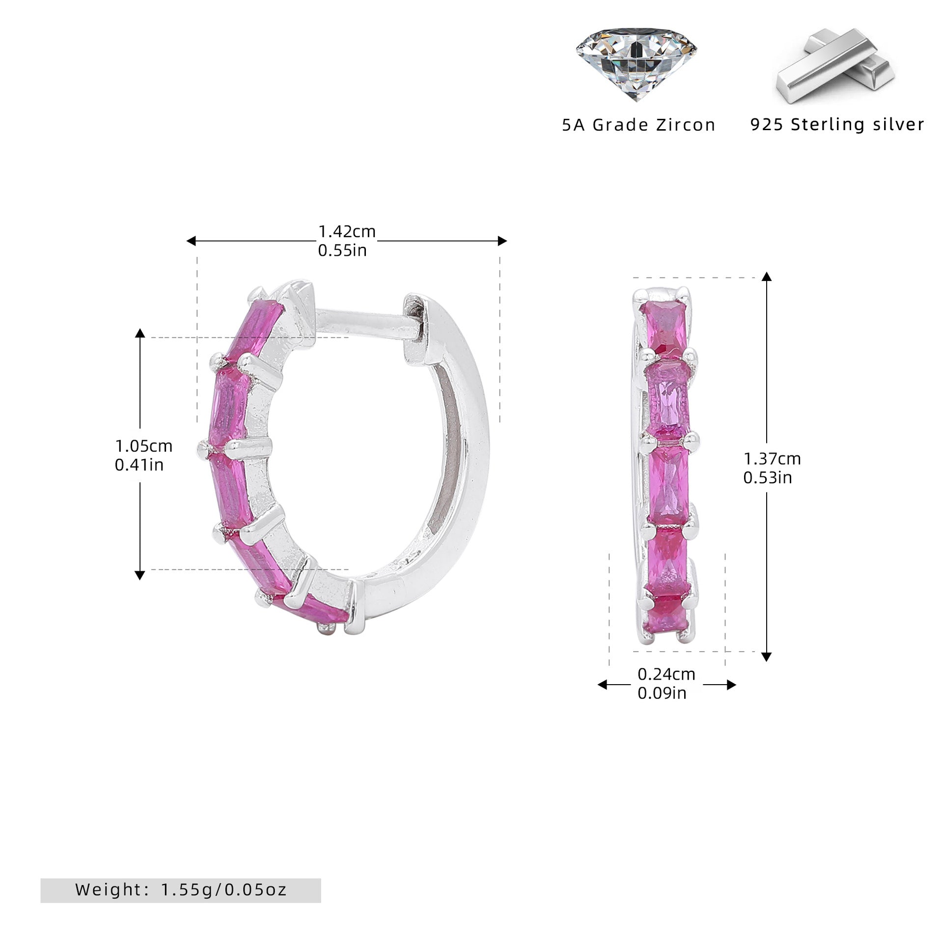 Damen Creolen mit funkelnden Zirkon-Elementen aus hochwertigem 925 Sterling Silber Shop Nory