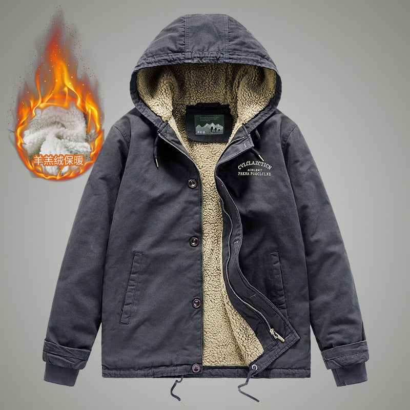 Herren Canvas-Arbeitsjacke mit Sherpa‑Futter, Thermo‑Innenlage und Kordelzugsaum Shop Nory