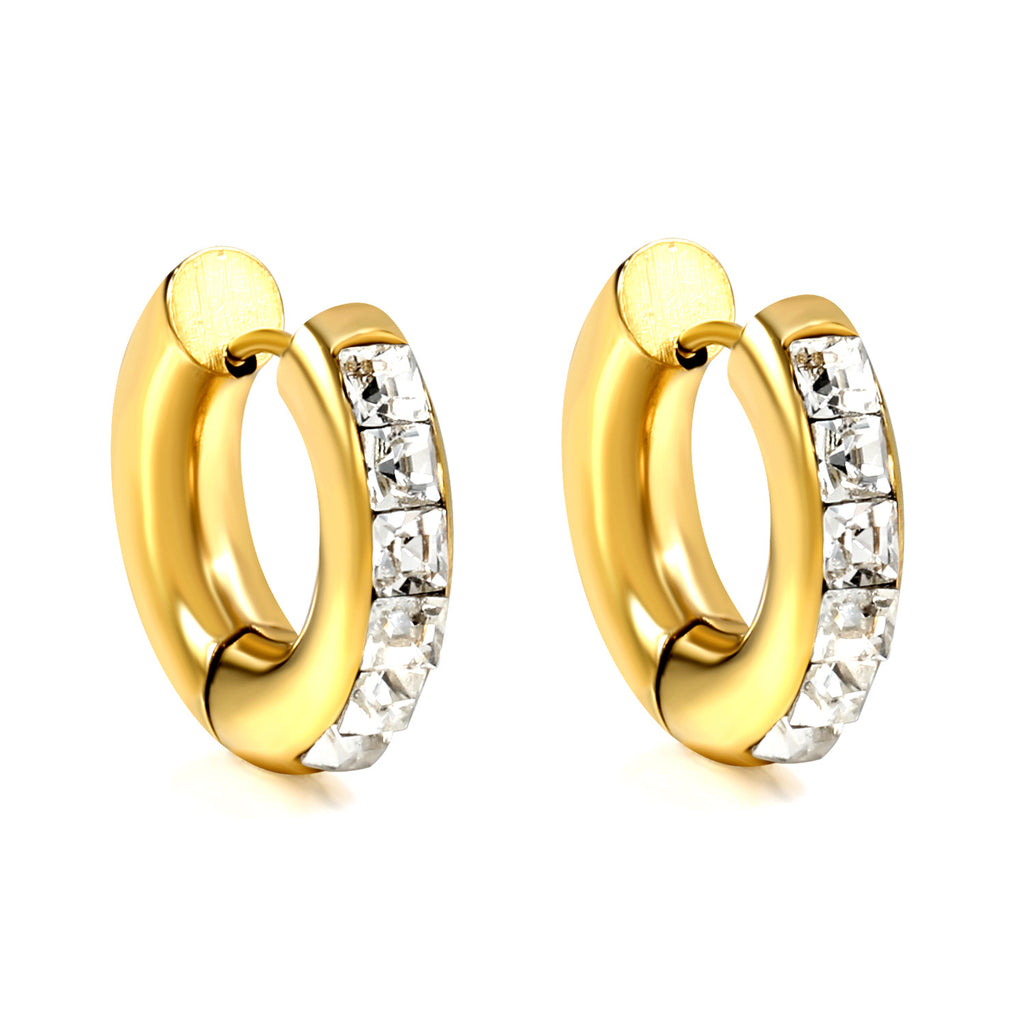 Damen Hängende Creolen mit funkelnden Kristallen und goldplattierter Oberfläche Shop Nory