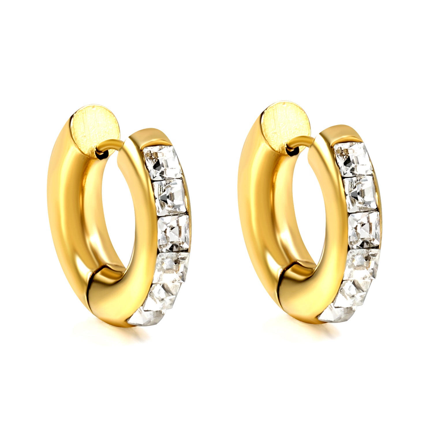 Damen Hängende Creolen mit funkelnden Kristallen und goldplattierter Oberfläche Shop Nory