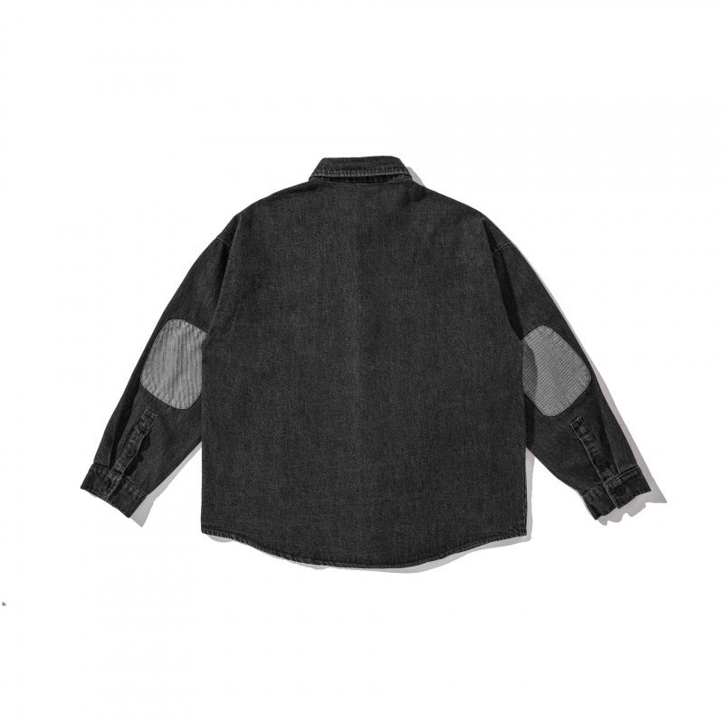 Unisex Kastenförmige Oversized Denim Hemdjacke mit Brusttasche und verwaschener Optik Shop Nory