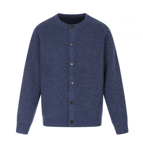 Unisex Boxy-Strickjacke mit Rundhalsausschnitt, durchgehender Knopfleiste und feiner Waffelstruktur Shop Nory