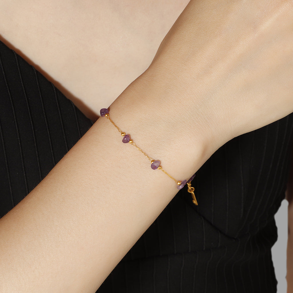 Damen elegante Kette mit Amethyst-Elementen Shop Nory