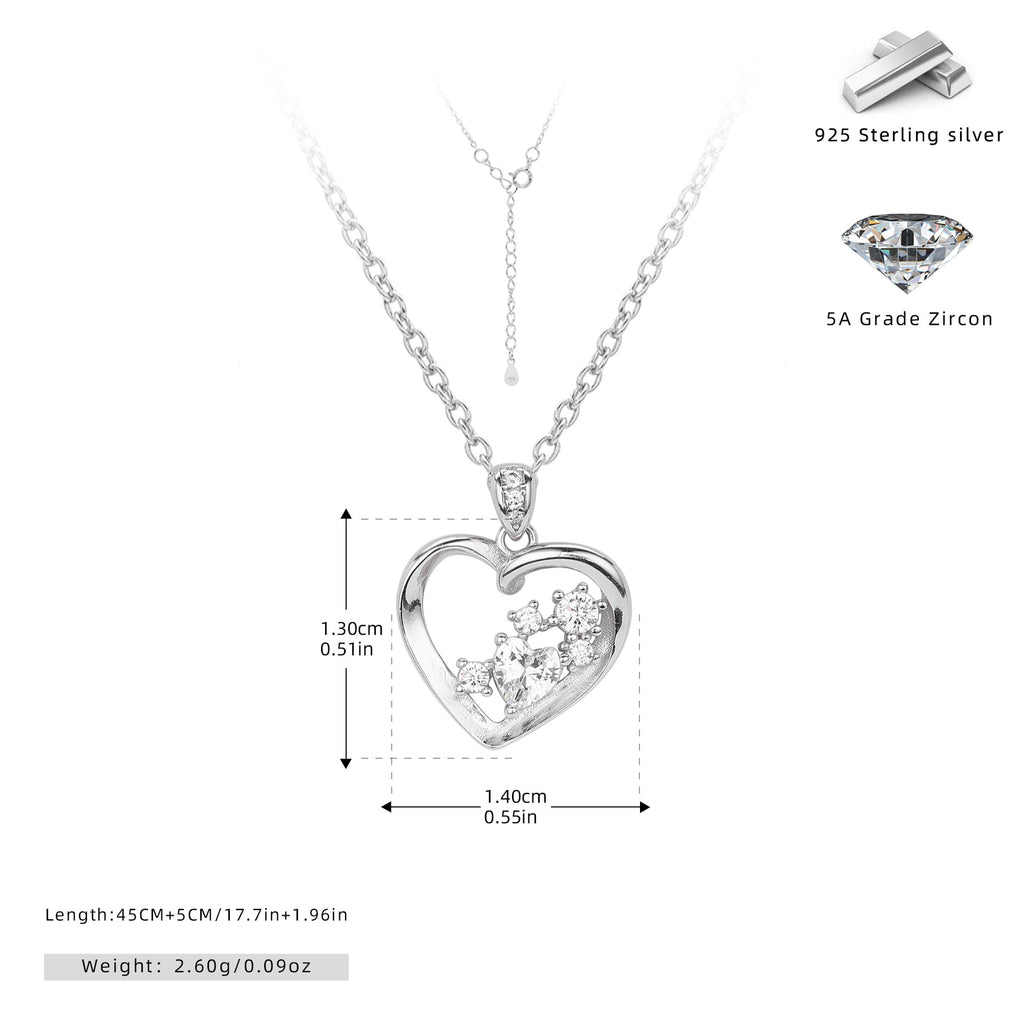 Damen Halskette mit herzförmigem Anhänger aus 925 Sterling Silber und funkelnden Zirkonia Shop Nory