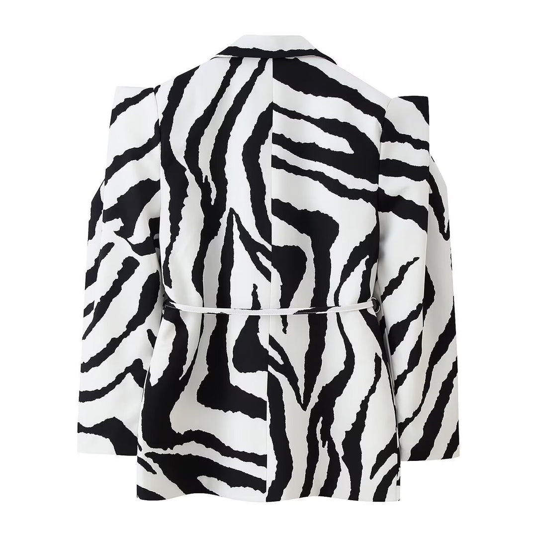 Damen Taillierter Blazer mit Bindegürtel und Cut-Out-Schultern Shop Nory