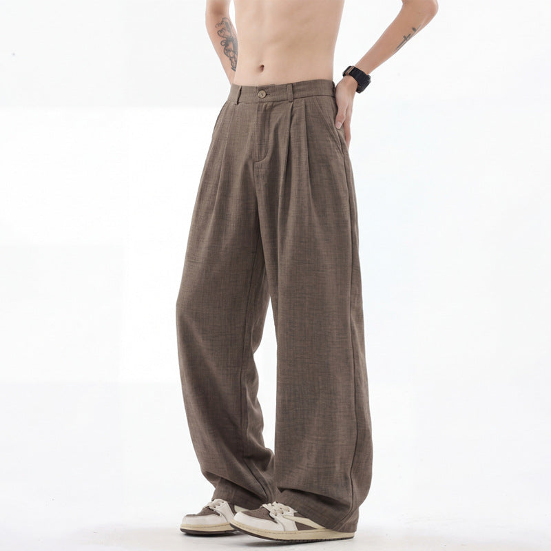 Herren weite Leinenhose mit hoher Bundfalte und lässigem Schnitt Shop Nory