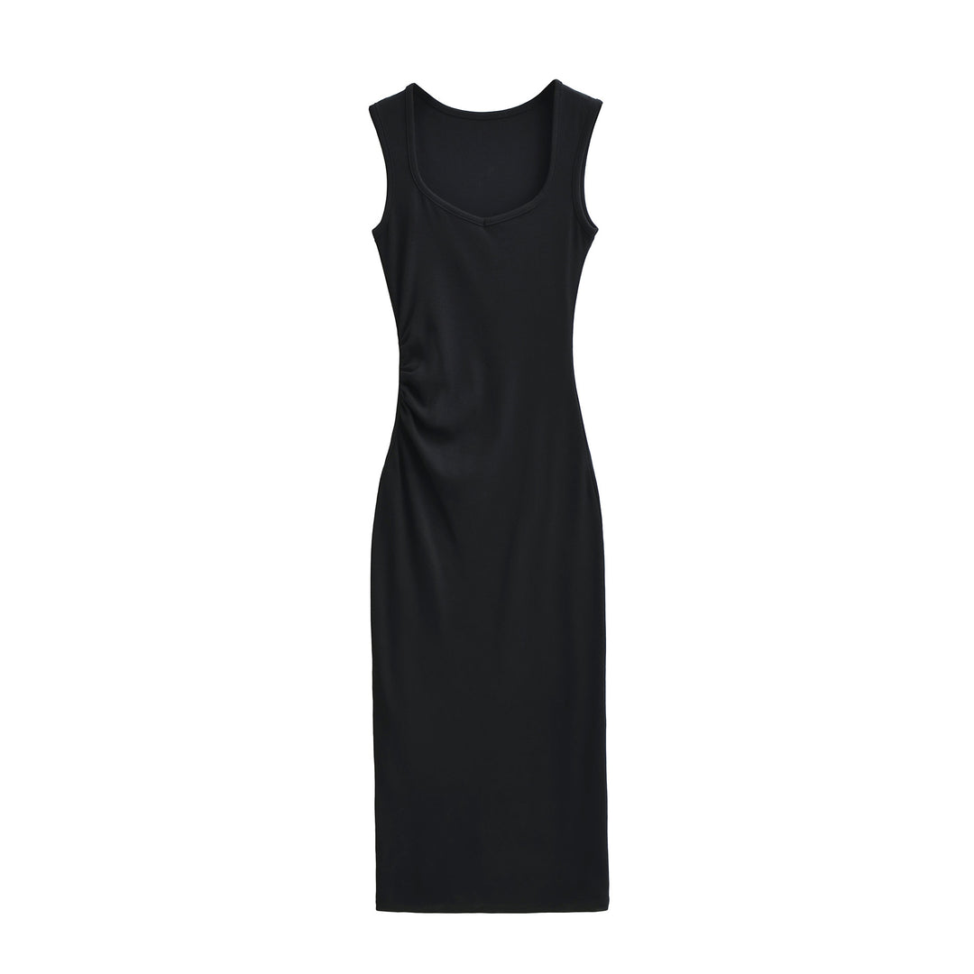 Damen Figurbetontes Midikleid mit breiten Trägern, U‑Ausschnitt und seitlicher Raffung Shop Nory