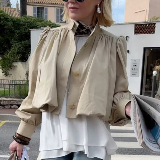 Damen Leichte Blousonjacke mit Ballonärmeln und Stehkragen Shop Nory