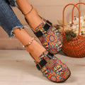 Damen Freizeit-Sandalen mit buntem geometrischen Design und verstellbarem Riemen Shopnory