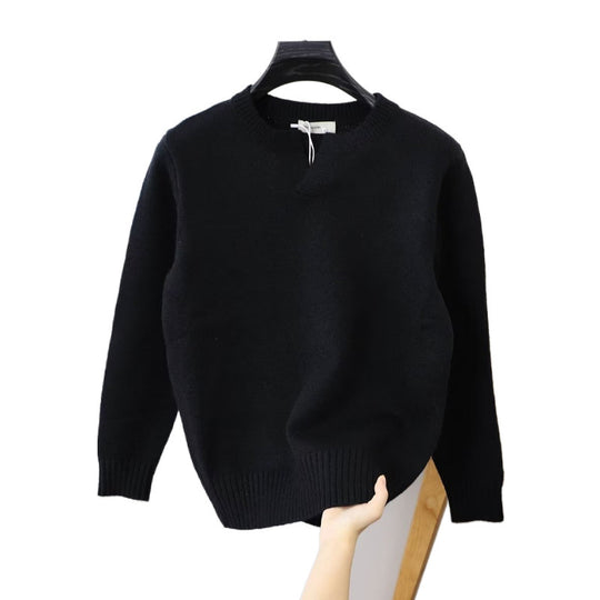 Unisex Feinstrickpullover mit Rundhalsausschnitt und Halslasche im Oversize‑Schnitt Shop Nory