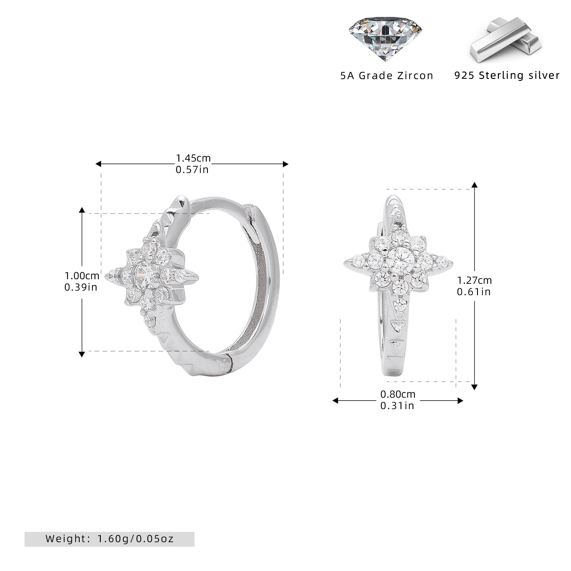 Damen Ohrhänger im eleganten Sternenmotiv aus 925 Sterling Silber Shop Nory