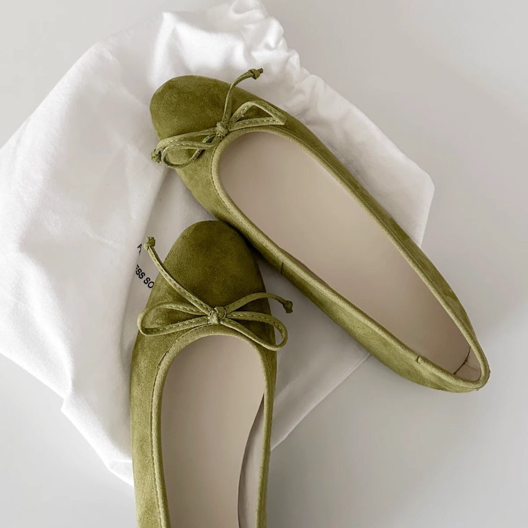 Damen Ballerinas mit zartem Schleifen-Detail und hochwertigem Wildleder