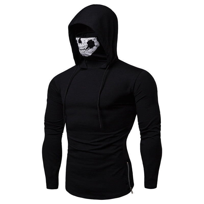 Herren Slim-Fit Kapuzenpullover mit integrierter Totenkopf-Gesichtsmaske Shop Nory